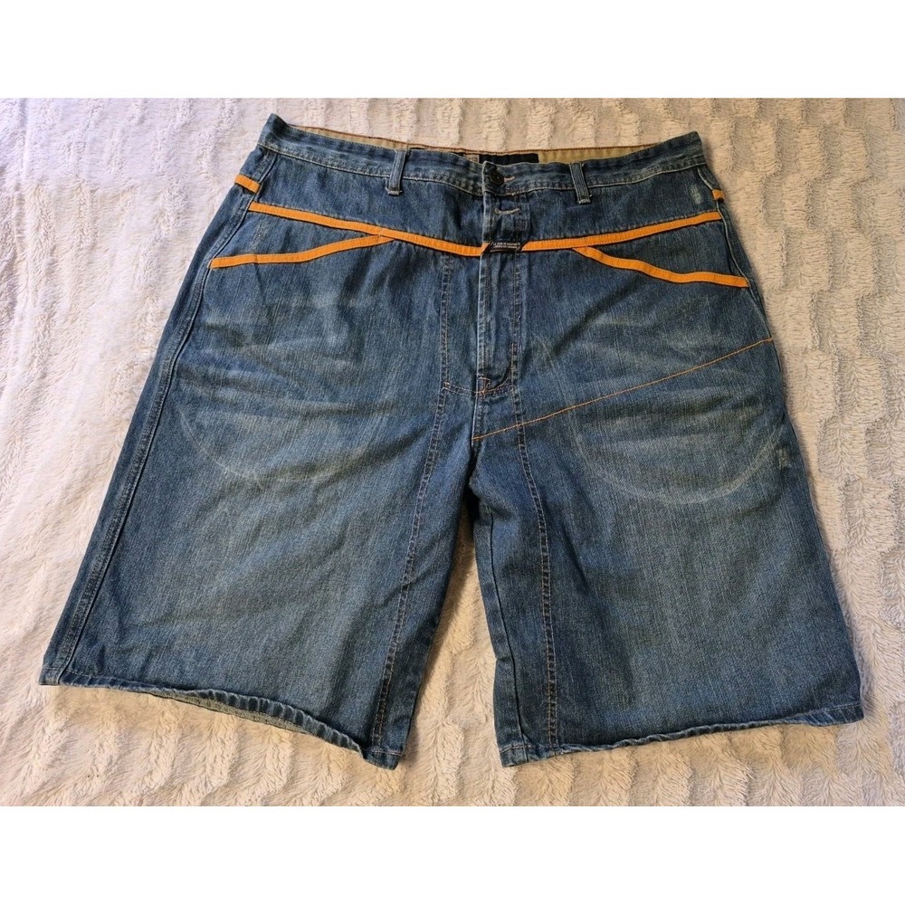 Vintage Francois Girbaud Baggy Jean Denim Shorts Mens 40 Jorts Y2K Orange Accent